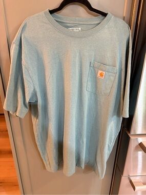 NWOT Men’s Carhartt Pocket Tee in Light Blue-Green Loose Fit